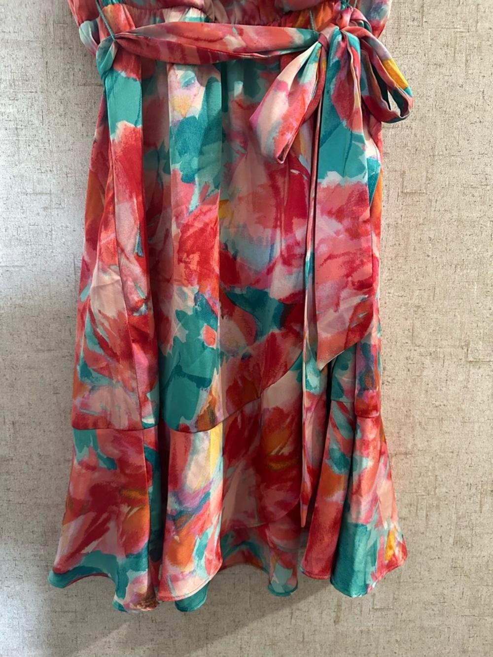Nicole Miller lightweight faux wrap medium color slash dress - Picture 4 of 8